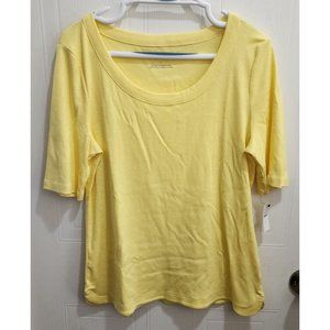 NEW Talbots "The Talbots Tee" Women's Short Sleeve Top Pima Cotton Yellow Size L